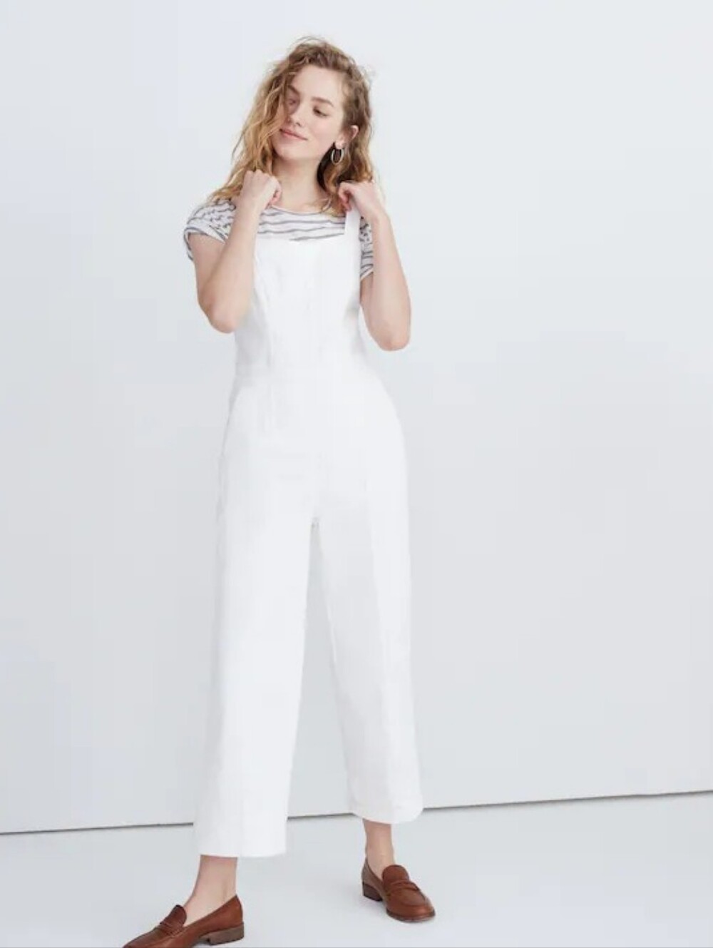 Madewell Denim Seamed Wide-Leg Jumpsuit in Pure White